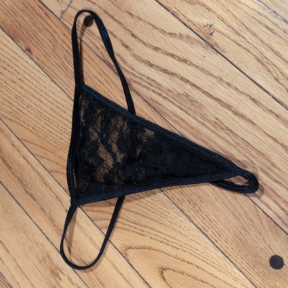Black lace thong